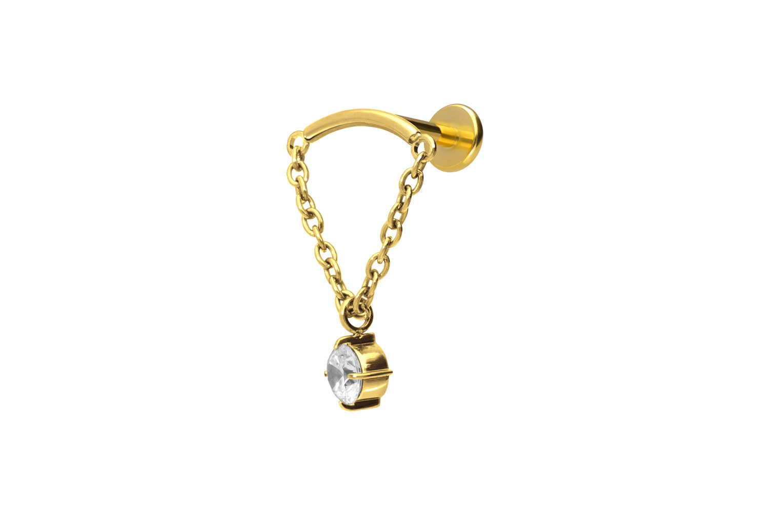 Titan Labret Piercing mit Innengewinde BOGEN+ KETTE + KRISTALL